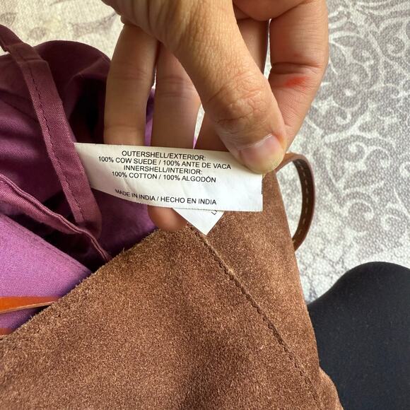 Vintage Dayaday Spain Brown Suede Leather Shoulder Bag Colorful Tassels Boho - Picture 6 of 8